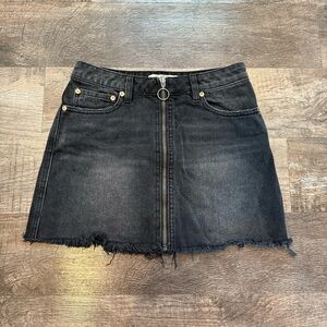 Free People Washed Black Zipper Front Denim Mini Skirt Size 25